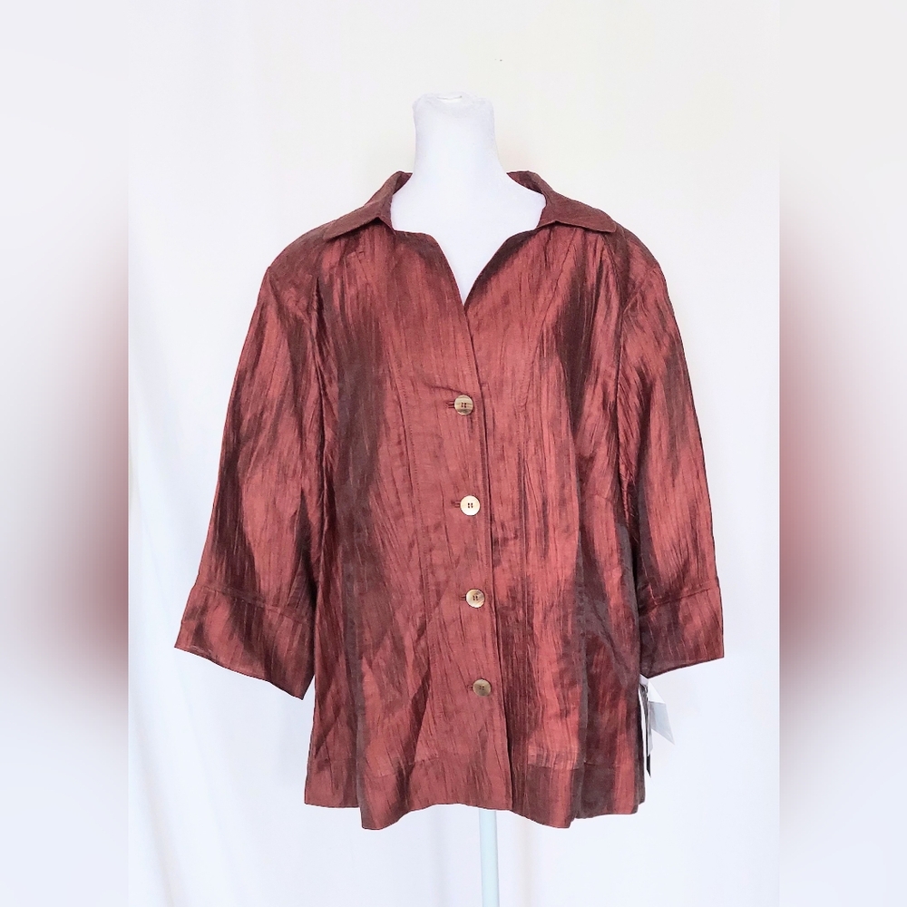 Jones New York Linen Blend Lightweight Button Up Blazer Size 20W NWT